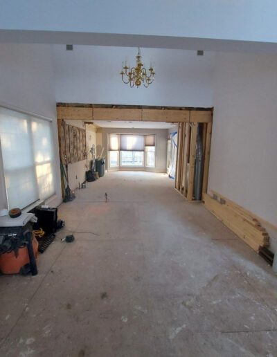 A view of a hallway that is being remodeled.